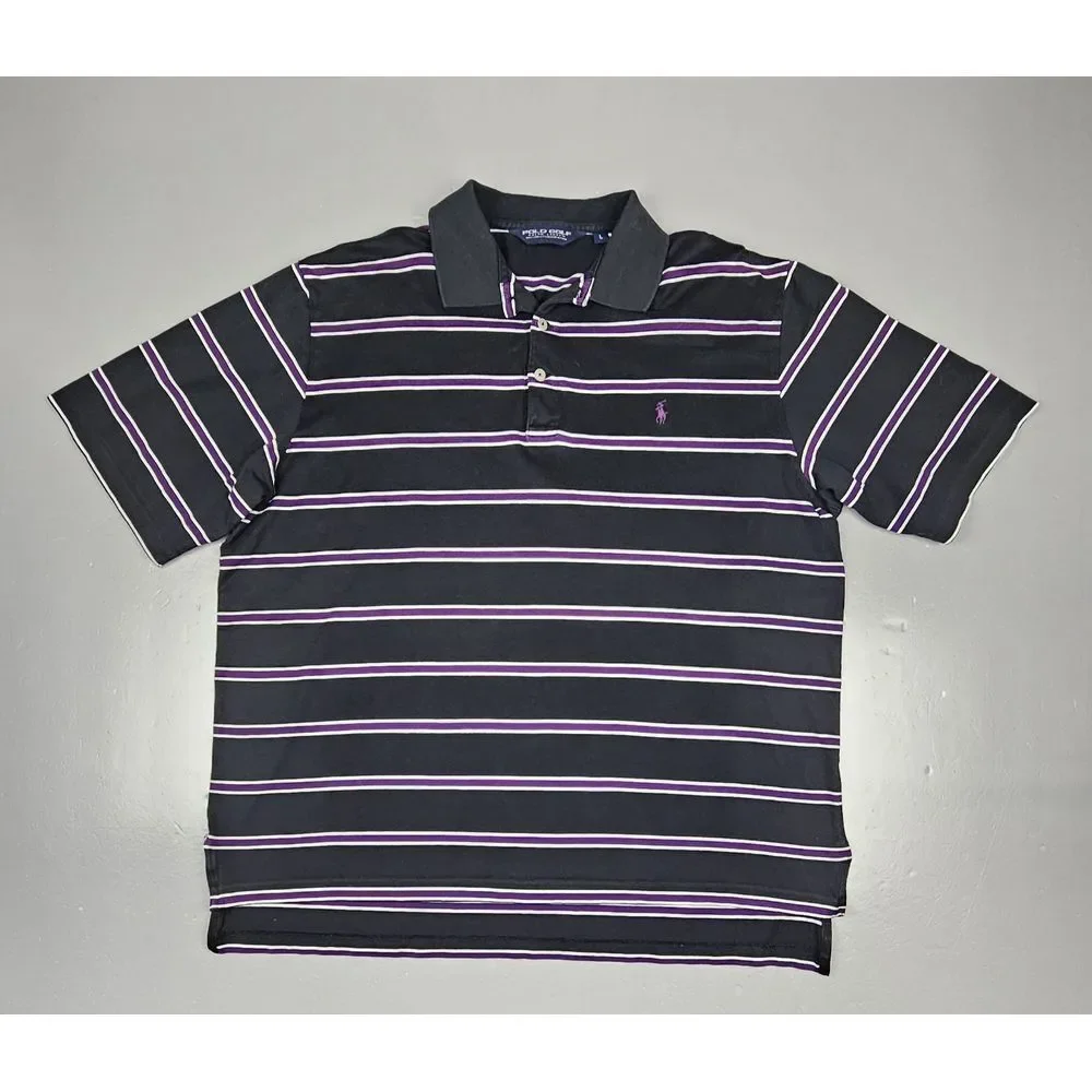 Polo Golf Ralph Lauren Kansas State Wildcats Polo Shirt Mens Large Black Striped